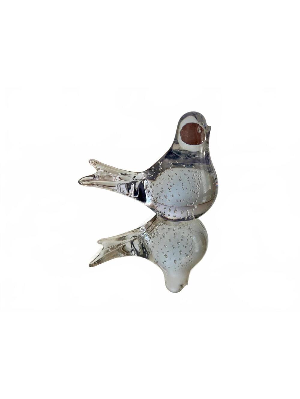 Vintage Handblown Bullicante Bubble Glass Bird Figurine Paperweight
